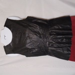 Walter Baker W118 Black Faux Leather Peplum Top. Size S.
